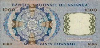 Katanga 1.000 Francs, 1962 reverse