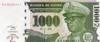 Zaire 1.000 Nouveaux Zaïres, 1995 obverse