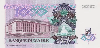 Zaire 1.000 Zaires, 1989 reverse