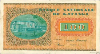 Katanga 100 Francs "Moise Tshombé", 1960 reverse