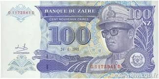 Zaire 100 Nouveaux Zaïres, 1993-1994 obverse