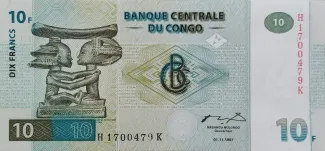 Democratic Republic of the Congo 10 Francs, 1997 obverse