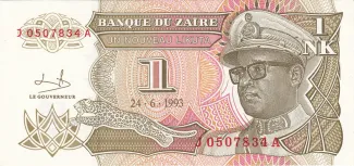 Zaire 1 Nouveau Likuta, 1993 obverse