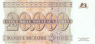 Zaire 20.000 Nouveaux Zaïres, 1996 reverse