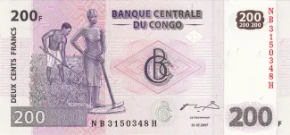 Democratic Republic of the Congo 200 Francs, 2007-2022                (2007-2024) obverse