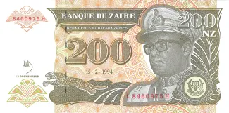 Zaire 200 Nouveaux Zaïres, 1994 obverse