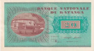 Katanga 20 Francs "Moise Tshombé", 1960 reverse