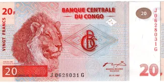 Democratic Republic of the Congo 20 Francs, 1997 obverse