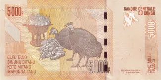 Democratic Republic of the Congo 5.000 Francs, 2005-2022 reverse