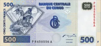 Democratic Republic of the Congo 500 Francs, 2002 obverse