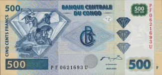 Democratic Republic of the Congo 500 Francs, 2002-2022 obverse