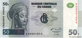 Democratic Republic of the Congo 50 Francs, 1997 obverse