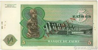 Zaire 5 Zaires, 1972 reverse