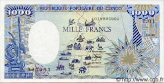 Congo, Republic of the 1.000 Francs, 1985 image