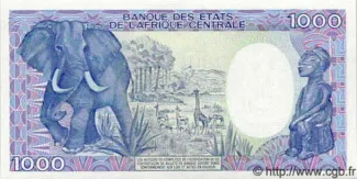 Congo, Republic of the 1.000 Francs, 1985 reverse