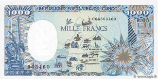 Congo, Republic of the 1.000 Francs, 1992 image