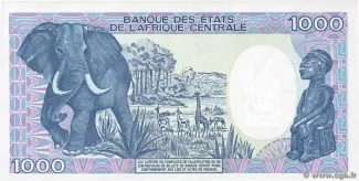 Congo, Republic of the 1.000 Francs, 1992 reverse