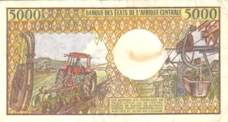 Congo, Republic of the 5.000 Francs, 1992 reverse