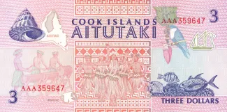 Cook Islands 3 Dollars, 1992 image