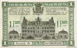 French notgeld 1 Franc, 1918 reverse