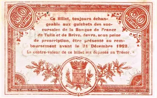 French notgeld 50 Centimes, 1923 reverse