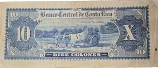 Costa Rica 10 Colones, 1951-1962 reverse