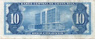 Costa Rica 10 Colones, 1969-1970 reverse