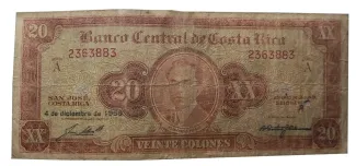 Costa Rica 20 Colones, 1964 image