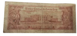 Costa Rica 20 Colones, 1952-1964 reverse