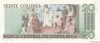 Costa Rica 20 Colones, 1962-1983 reverse