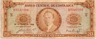Costa Rica 20 Colones, 1970 image