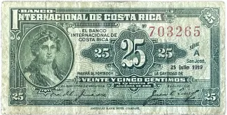 Costa Rica 25 Centimos, 1919 image