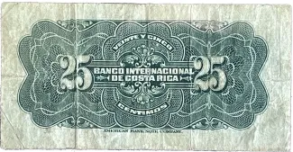 Costa Rica 25 Centimos, 1918-1919 reverse