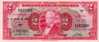 Costa Rica 2 Colones, 1949 image