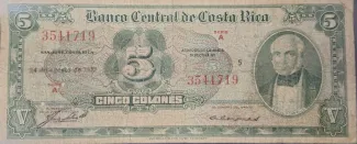 Costa Rica 5 Colones, 1958 image