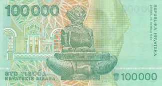 Croatia 100.000 Dinara, 1993 reverse