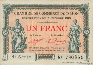French notgeld 1 Franc, 1919 image
