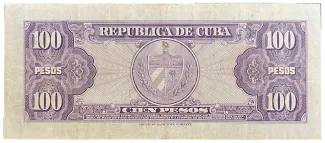 Cuba 100 Pesos, 1950-1958 reverse