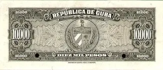 Cuba 10 000, 1950 reverse