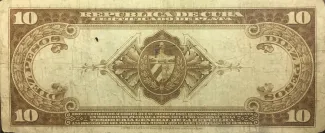 Cuba 10 Pesos, 1934-1948 reverse