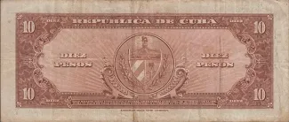 Cuba 10 Pesos, 1949-1960 reverse