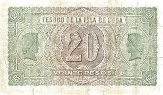 Cuba 20 Pesos, 1891 reverse
