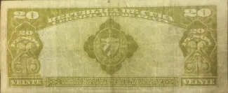 Cuba 20 Pesos, 1934-1948 reverse