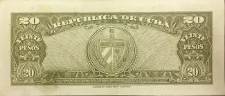 Cuba 20 Pesos, 1949-1960 reverse
