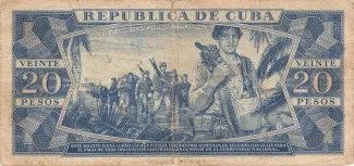 Cuba 20 Pesos, 1961-1965 reverse