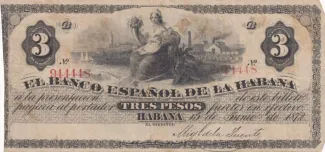 Cuba 3 Pesos, 1872-1883