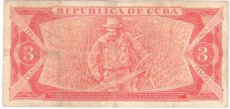 Cuba 3 Pesos, 1983-1989 reverse