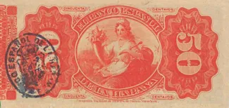 Cuba 50 Centavos, 1872-1876 reverse