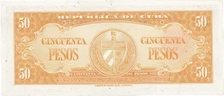 Cuba 50 Pesos, 1950-1960 reverse