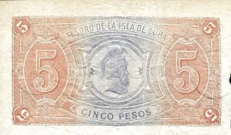 Cuba 5 Pesos, 1891 reverse